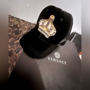 Velvet medusa Versace hat with Swarovski stones brand new in original box